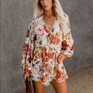 Vici Upwind Floral Romantic Crochet Romper!